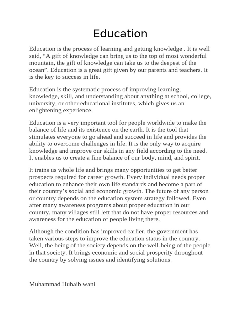Importance of Education for Success | PDF | Wellness