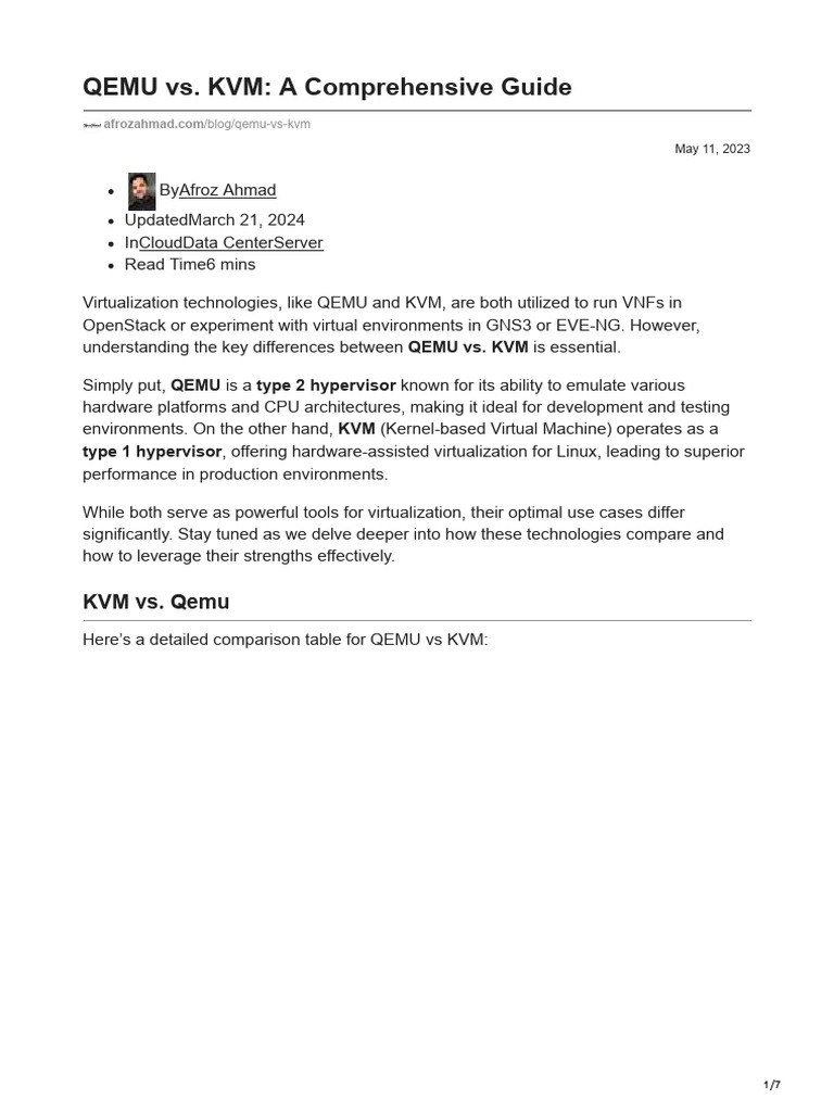 Afrozahmad qemu vs kvm a comprehensive guide pdf virtualization
