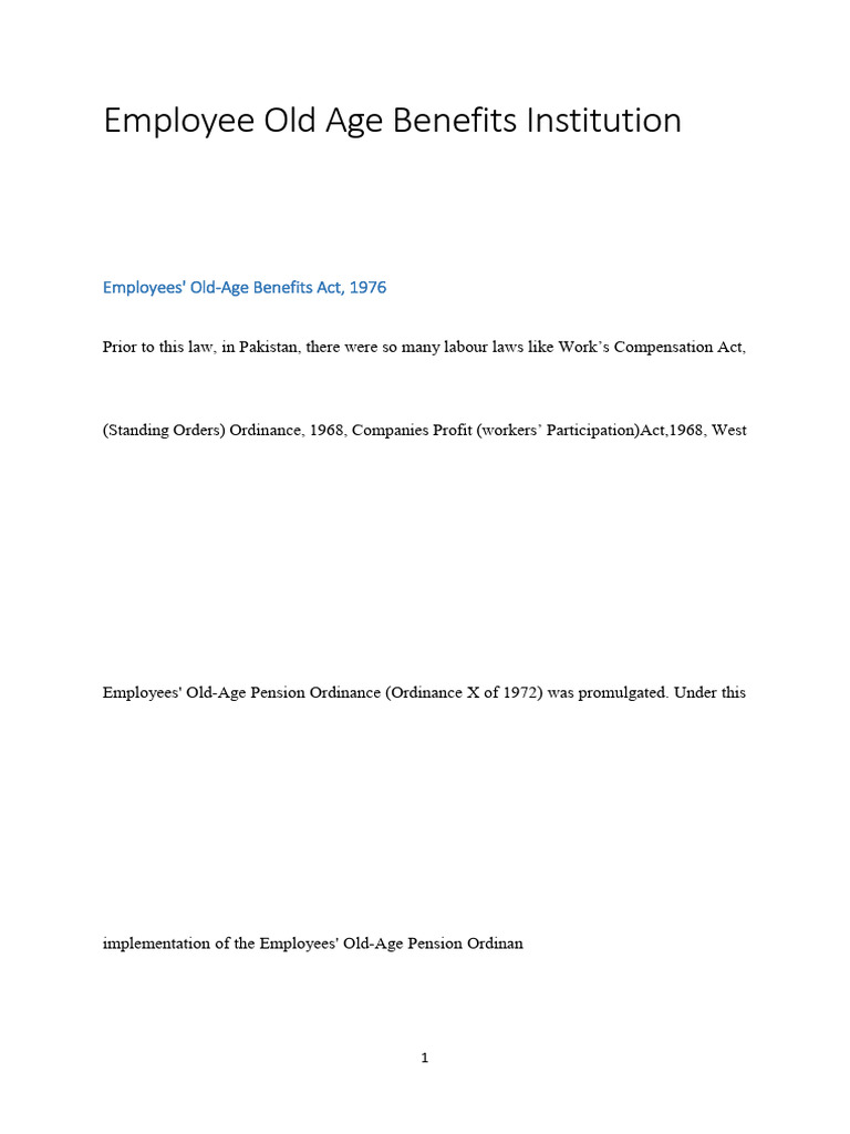 EOBI Inst | PDF | Pension | Welfare