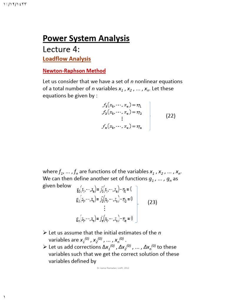 Load Flow Analysis Using Newton-Raphson | PDF | Mathematical Objects ...