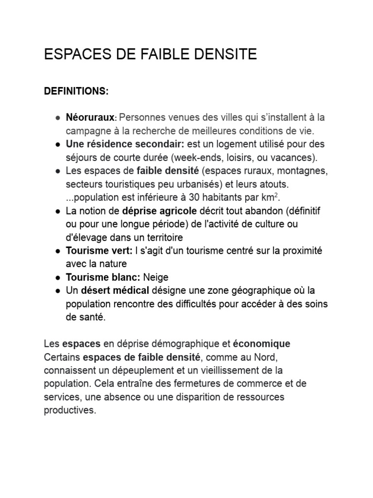 Atouts des Espaces de Faible Densité | PDF | Zone rurale | Tourisme