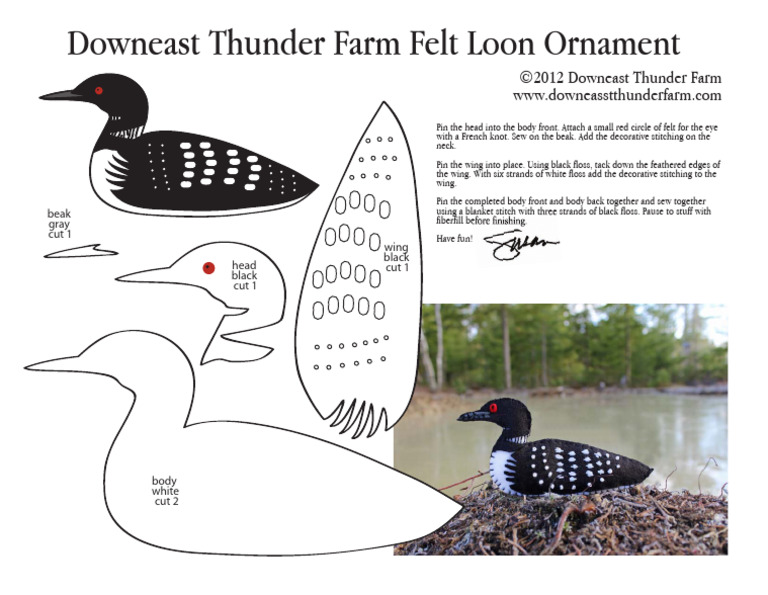 DIY Felt Loon Ornament Instructions | PDF