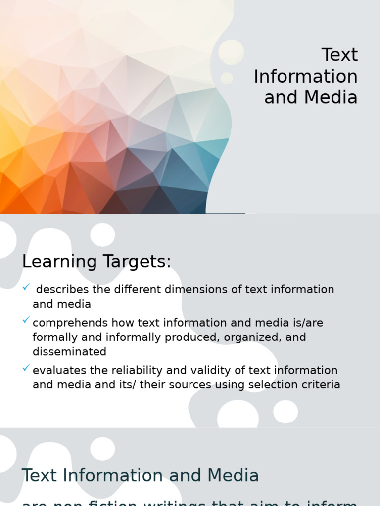 Understanding Text Information and Media | PDF | Typefaces | Information
