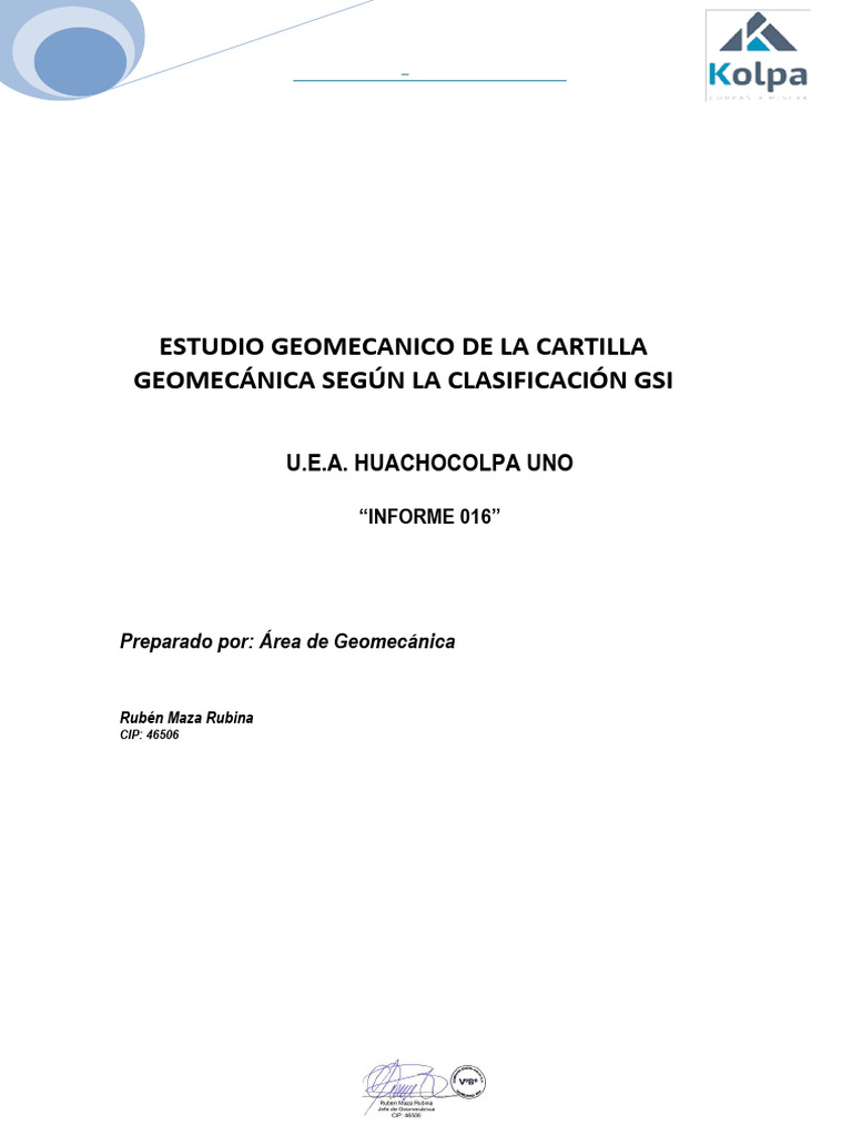 Clasificación GSI en Geomecánica Minera | PDF | Roca (geología)