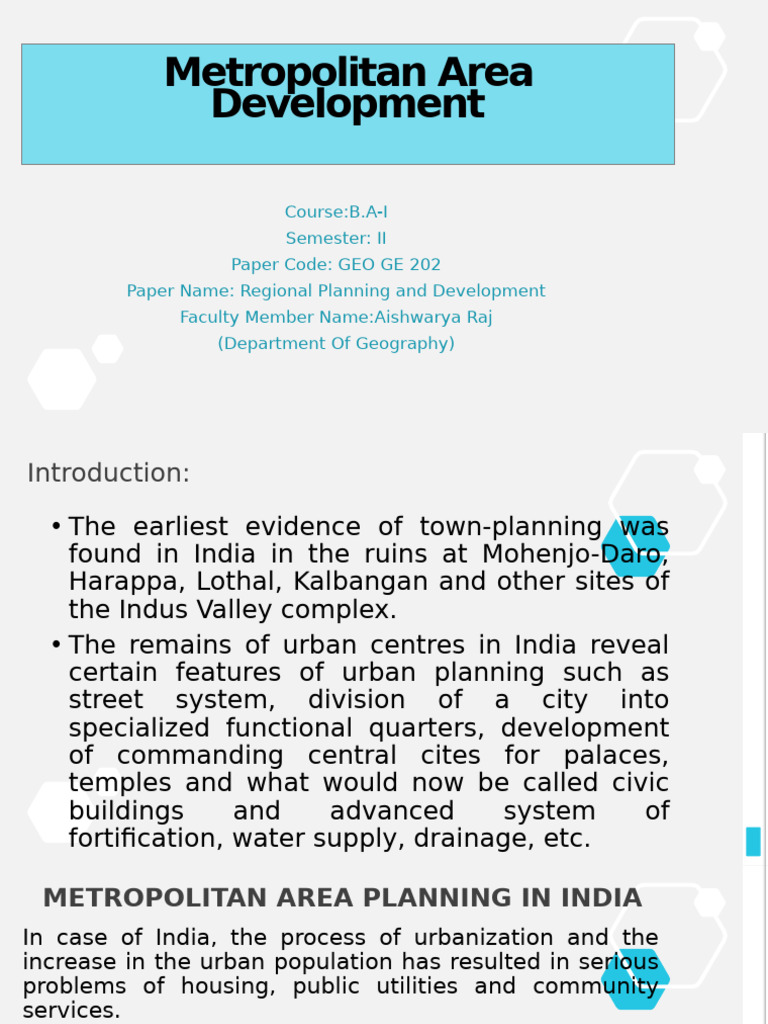 Need of Metropolitan Area Development | PDF | Slum | Water And Politics