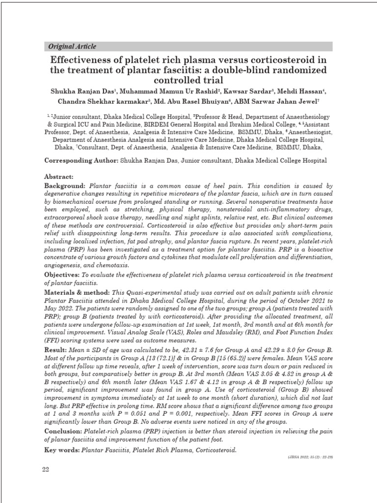 PRP Vs Steroid Paper 2 | PDF | Medical Specialties | Diseases And Disorders