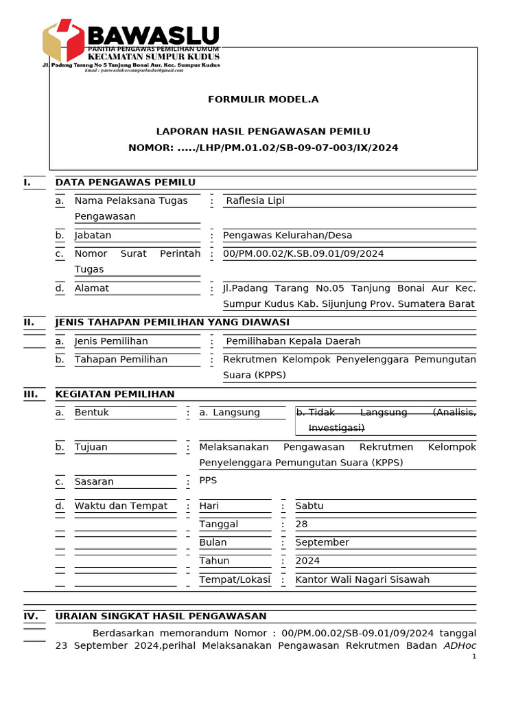 Pengawasan Rekrutmen KPPS 2024 | PDF