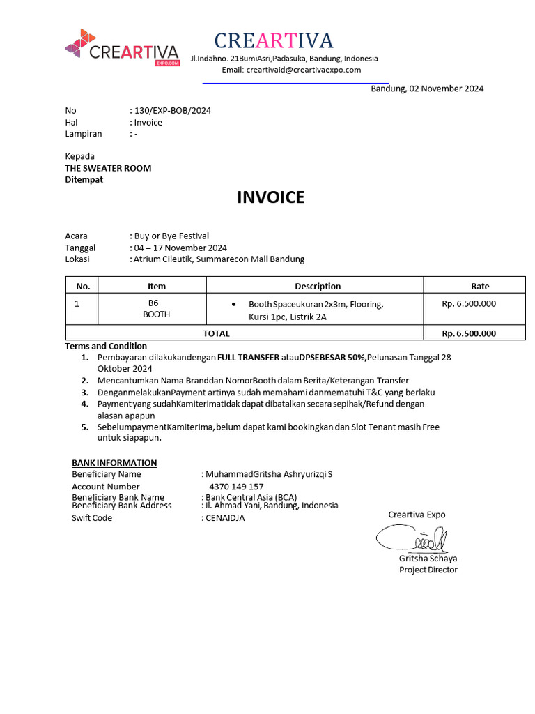 Invoice B.O.B - The Sweater Room | PDF