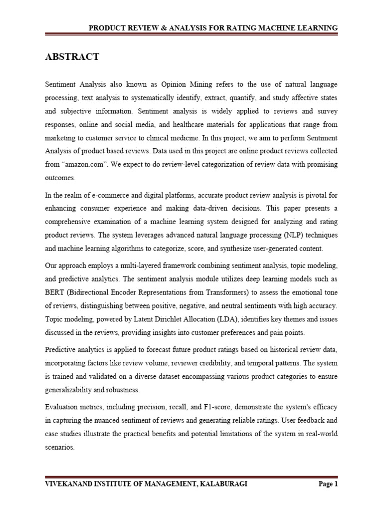 Product Review & Analysis For Rating Machine Learning | PDF | Model ...