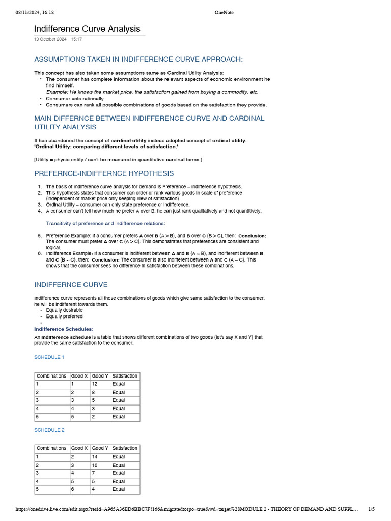 Indifference Curve Analysis | PDF | Utility | Microeconomics