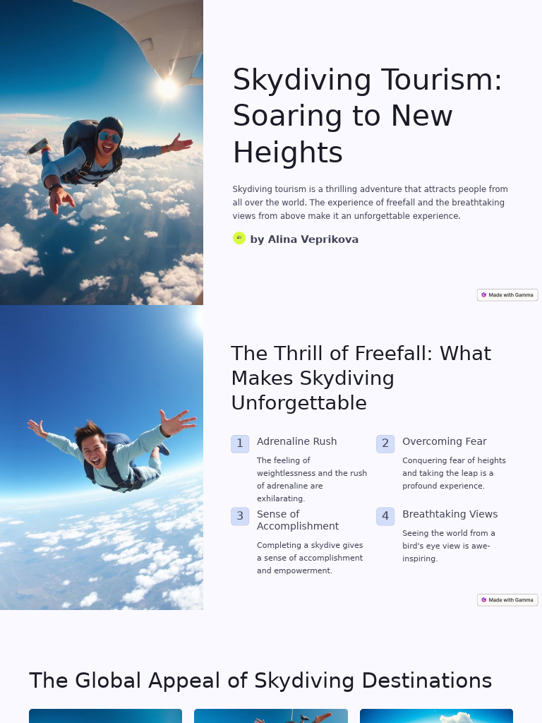 Skydiving Tourism Soaring To New Heights 3 | PDF | Business ...