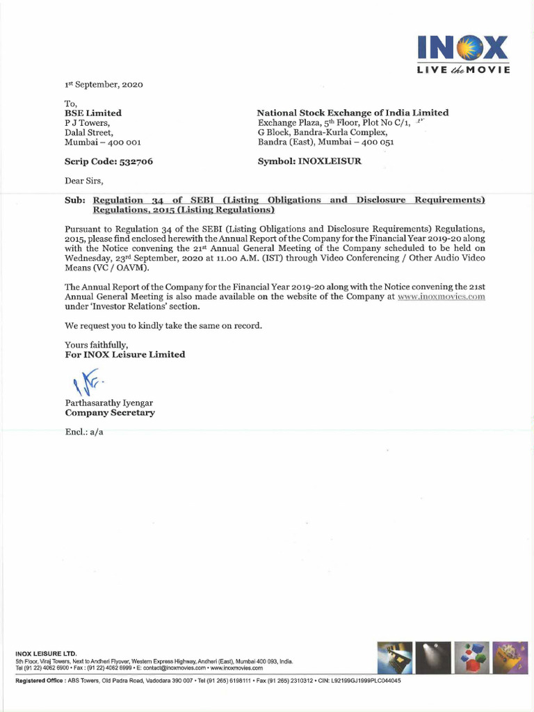 Inox 2019-20 | PDF | Clean Development Mechanism | Movie Theater