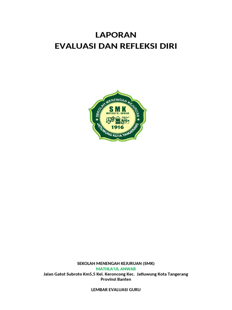 Laporan Evaluasi Dan Refleksi Diri Guru | PDF