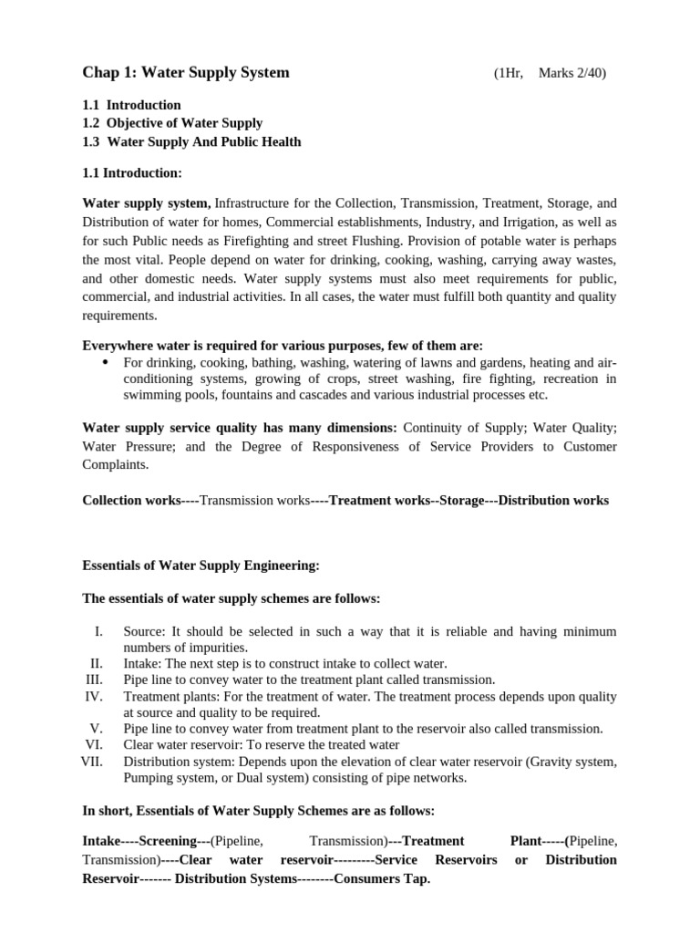 Chap 1 at Building Services Lec Note | PDF | Water Supply | Water