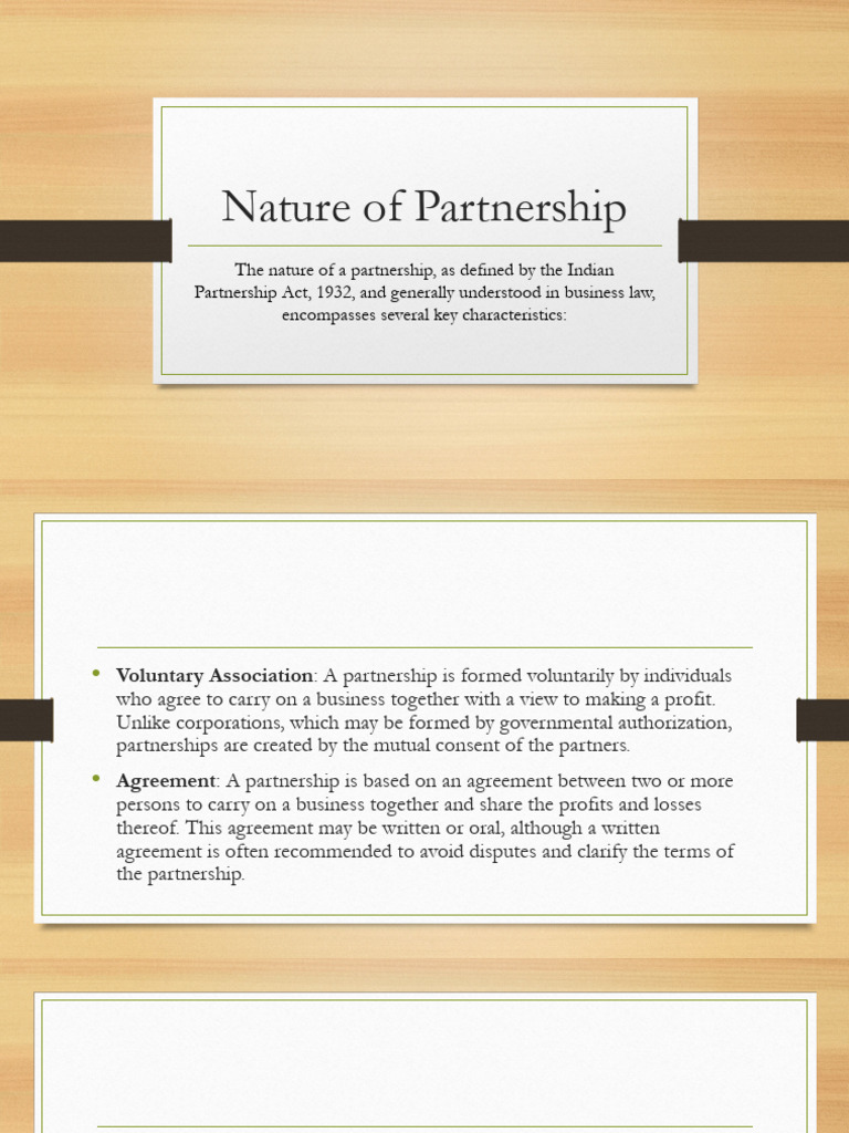 Nature Of Partnership Pdf Partnership Common Law
