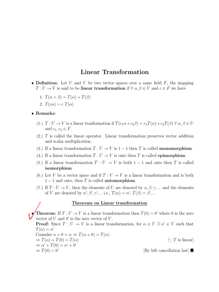 Linear Transformations and Their Solutions | PDF | Basis (Linear ...