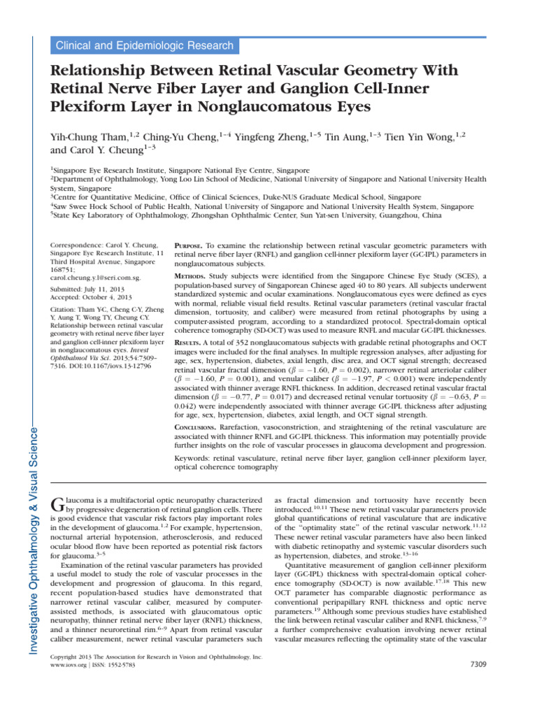 Relationship RNFL Ganglion Ipl | PDF | Retina | Ophthalmology