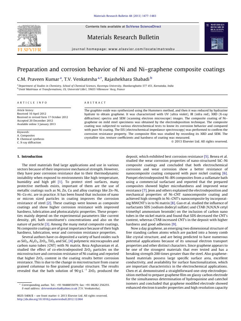 Preparation and Corrosion Behavior of Ni and Ni-Graphene Composite ...