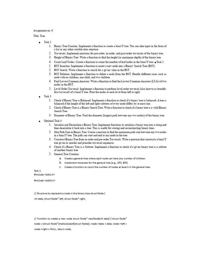 Binary Tree and BST Operations Guide | PDF | Algorithms And Data ...