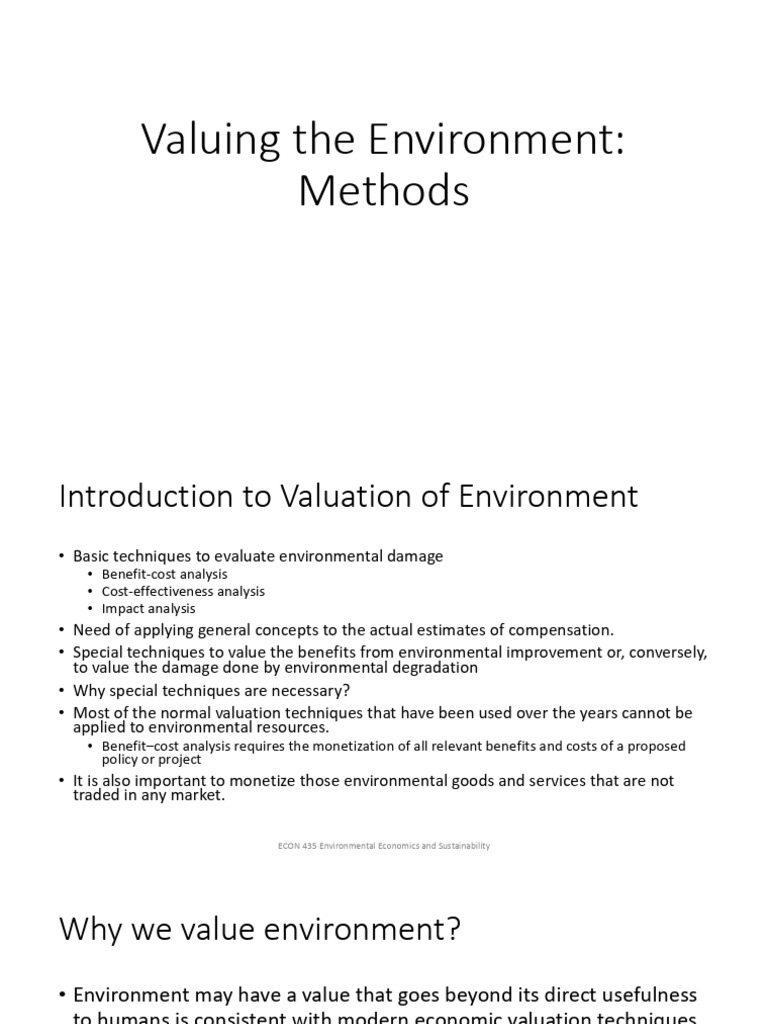Environmental Valuation Techniques Explained | PDF | Sustainability ...
