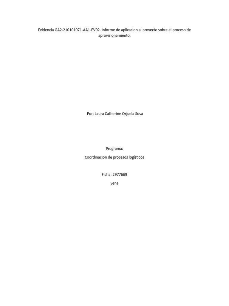 Informe de Aplicacion Al Proyecto Sobre El Proceso de Aprovisionamiento ...