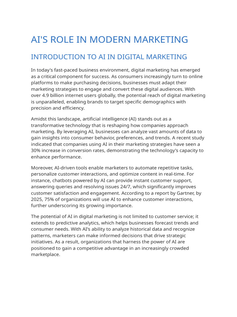 AI's Role in Modern Marketing | PDF | Digital Marketing | Artificial ...