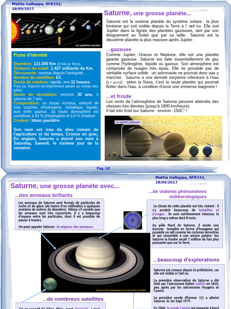 Saturne : Planète des Anneaux et Tempêtes | PDF | Saturne | Jupiter