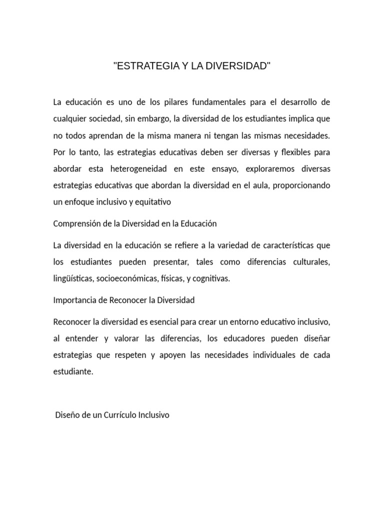 Estrategias para la Diversidad Educativa | PDF | Plan de estudios ...