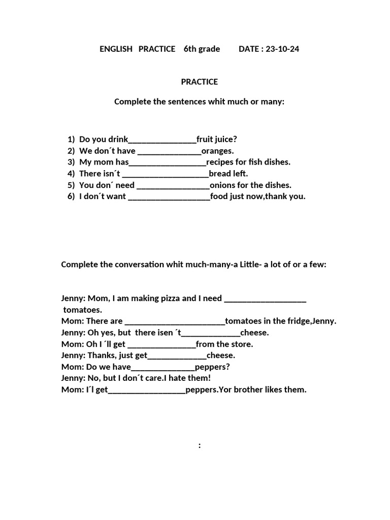 English Practice 23-10-24 | PDF | Cooking, Food & Wine