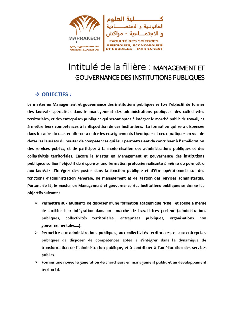 Master en Management Public et Gouvernance | PDF | Commercialisation ...