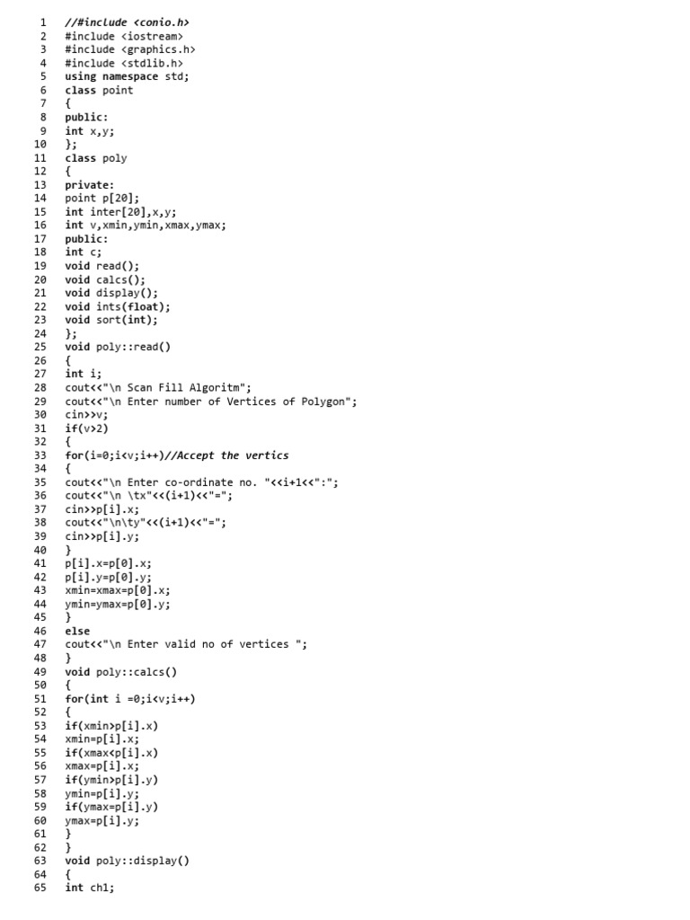 Polygon Fill Algorithm in C++ | PDF | Computer Programming | C++