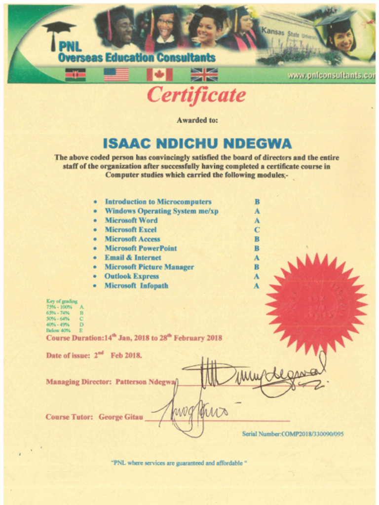 Computer Certificate | PDF