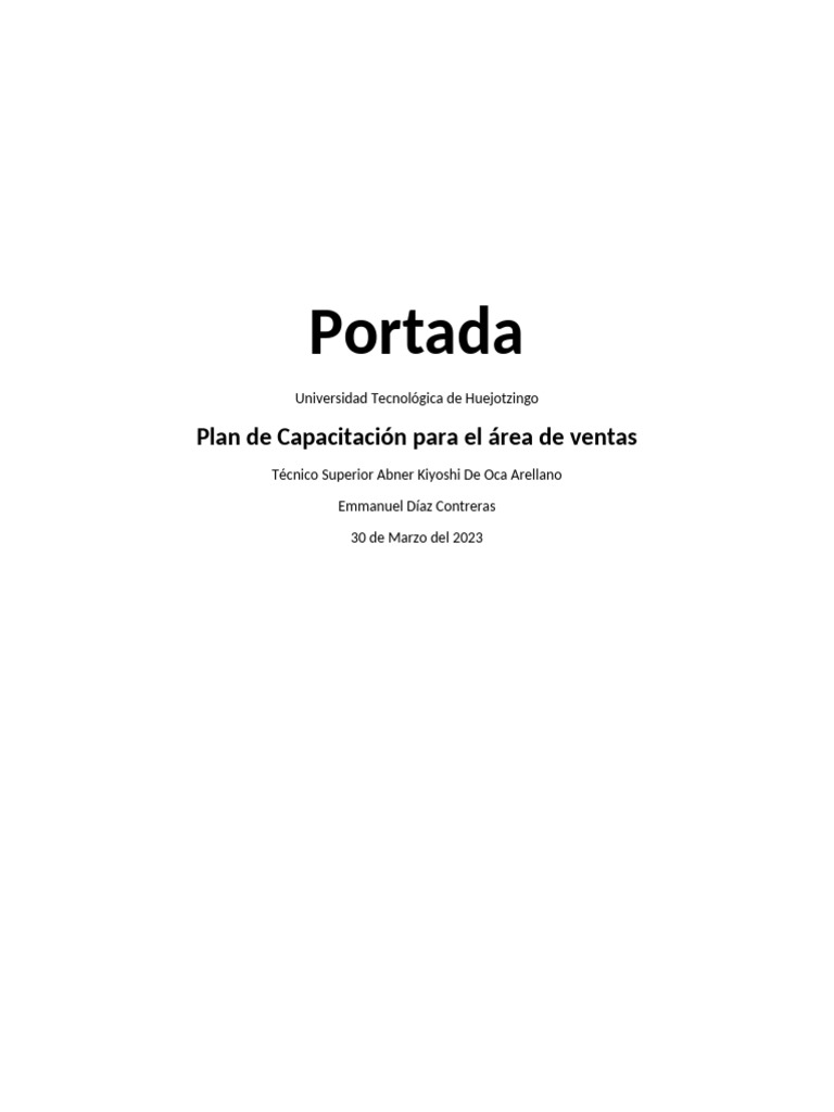 Copia de Plan de Capacitación para El Área de Ventas | PDF | Negocios ...