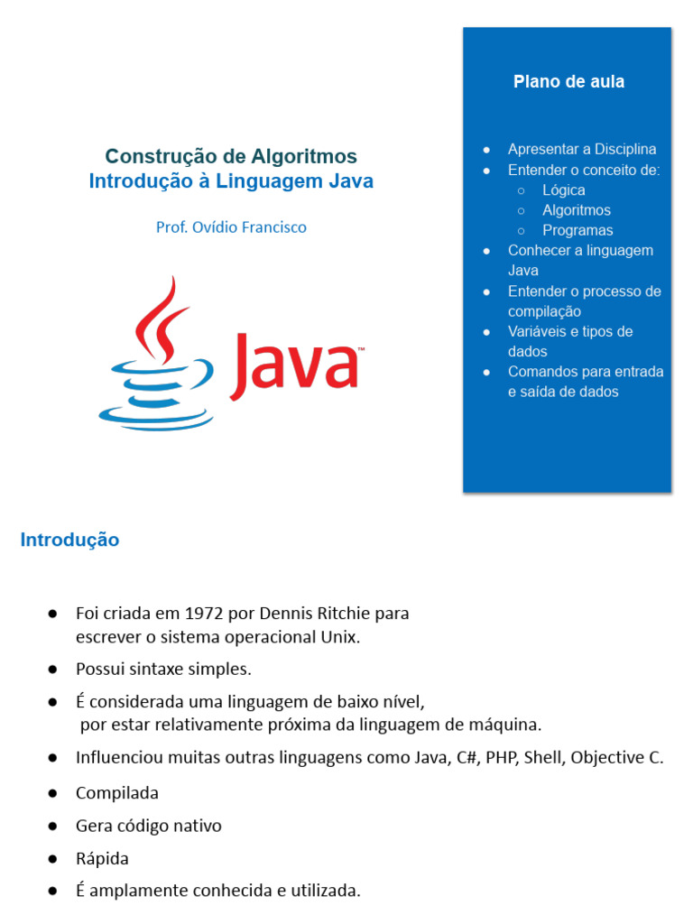 Introdução à Programação em Java | PDF | Linguagem de programação ...