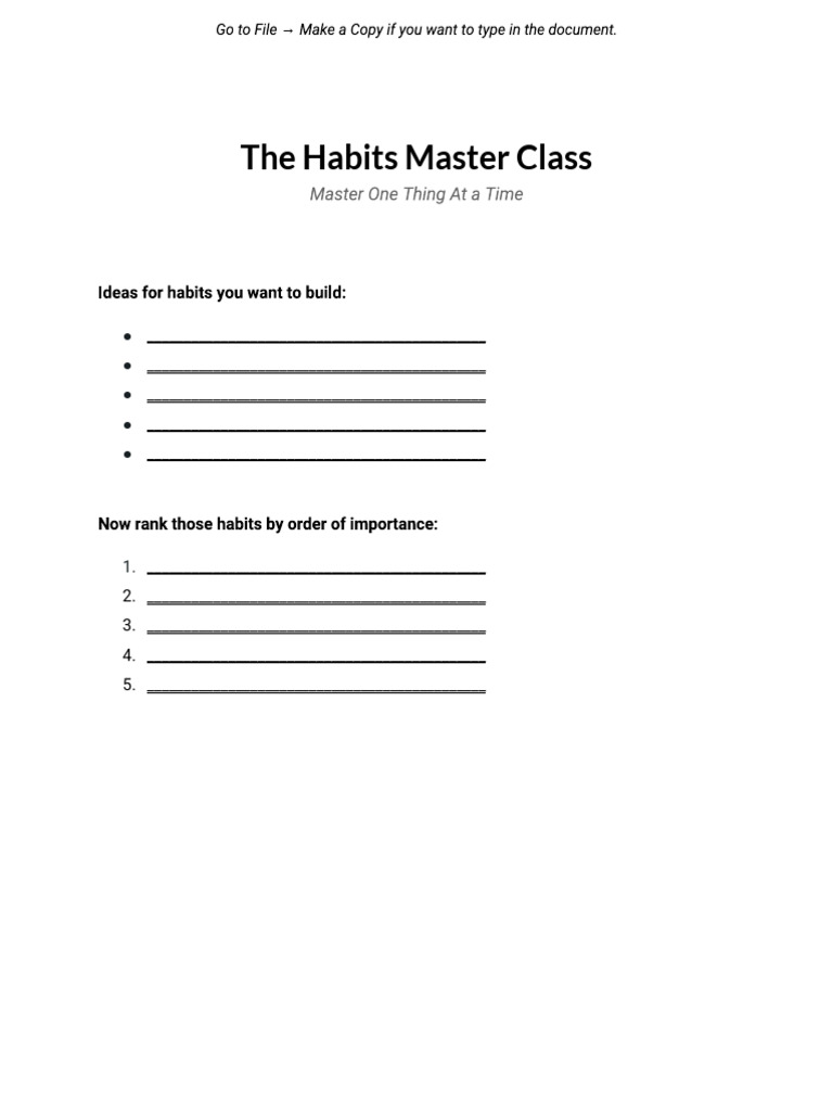 Habits Master Class: Build & Rank Habits | PDF