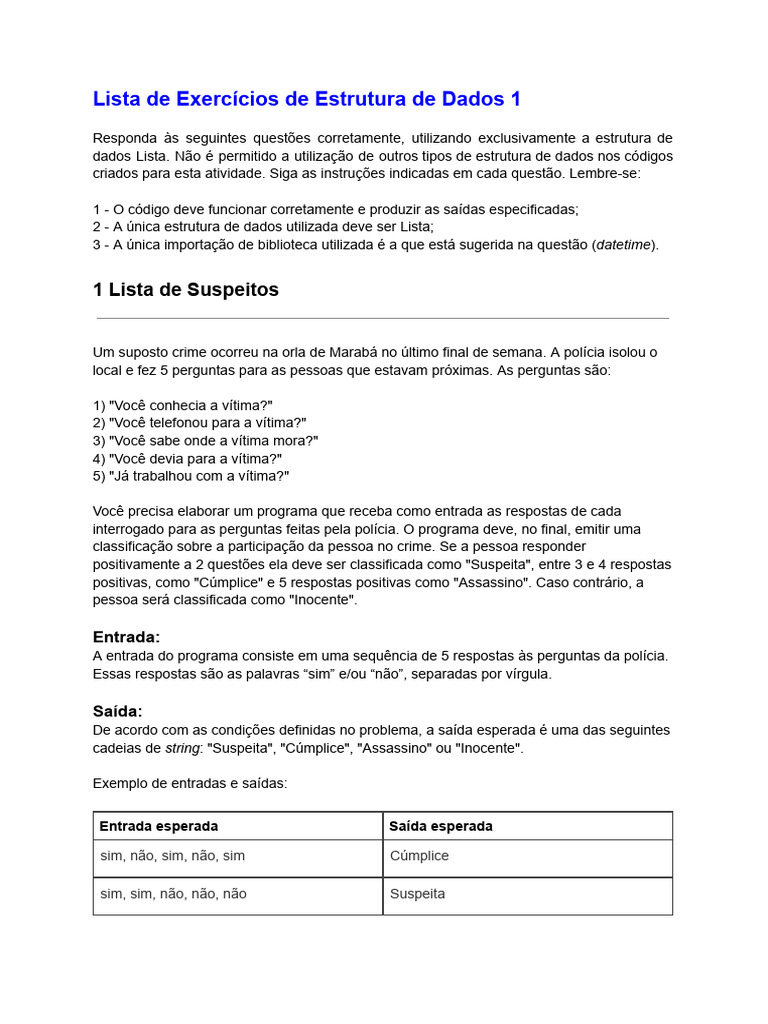 Exercícios de Estruturas de Dados em Python | PDF | Arquivo de texto ...