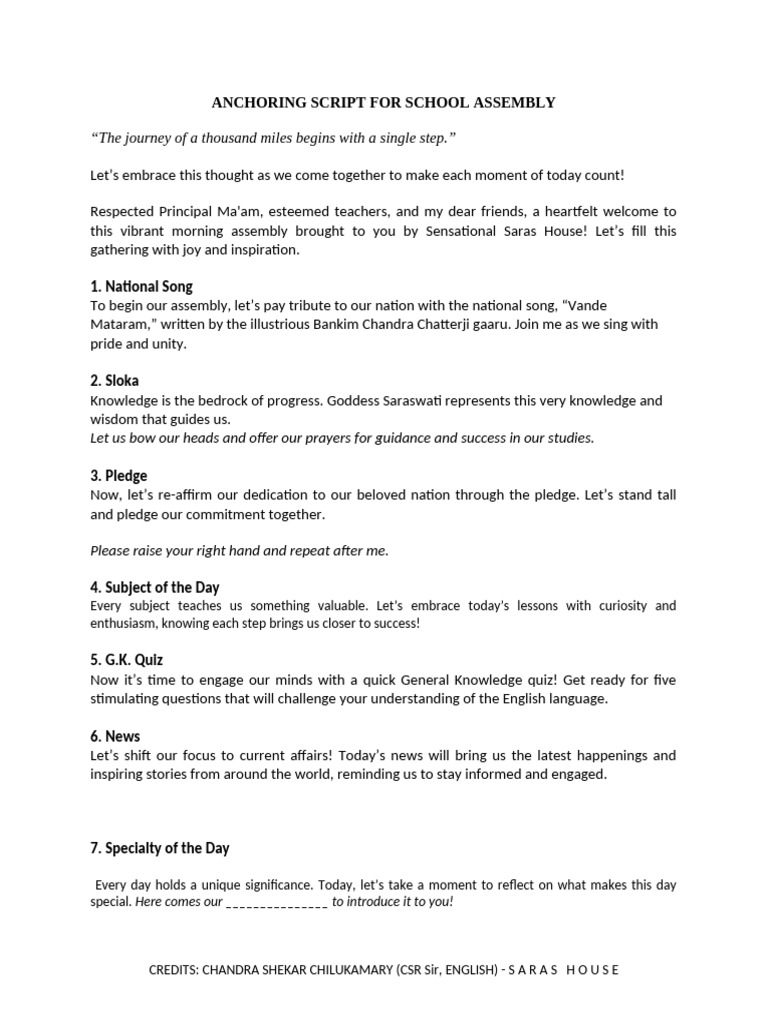 Assembly Anchoring Script | PDF