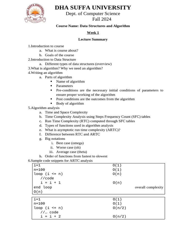 Data Structures & Algorithms Intro | PDF