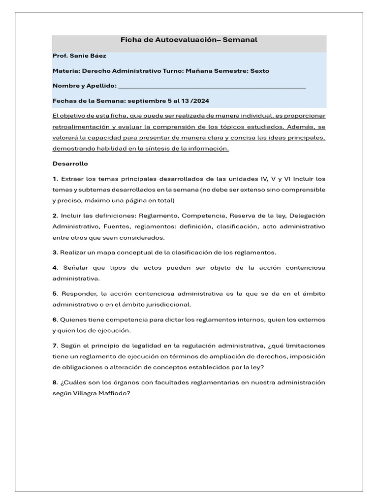 Autoevaluación Semanal Derecho Administrativo | PDF