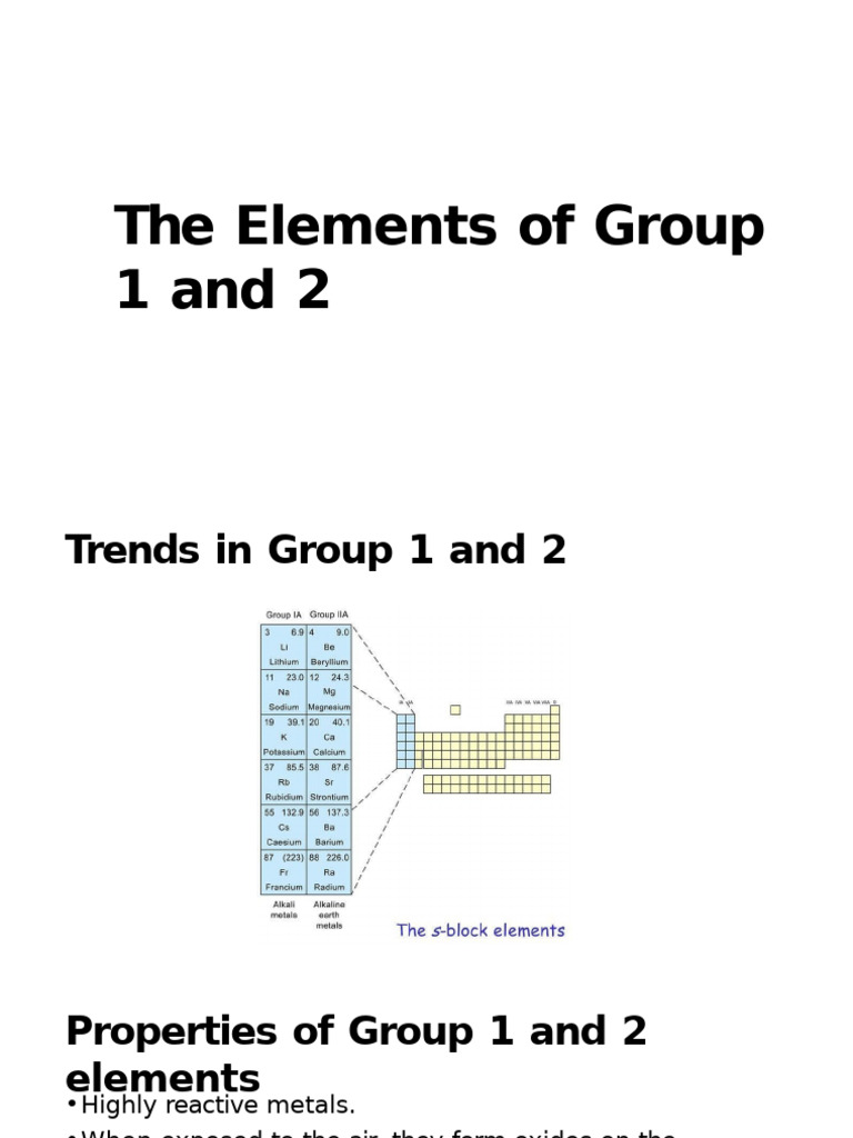 Reactivity Trends in Groups 1 and 2 | PDF