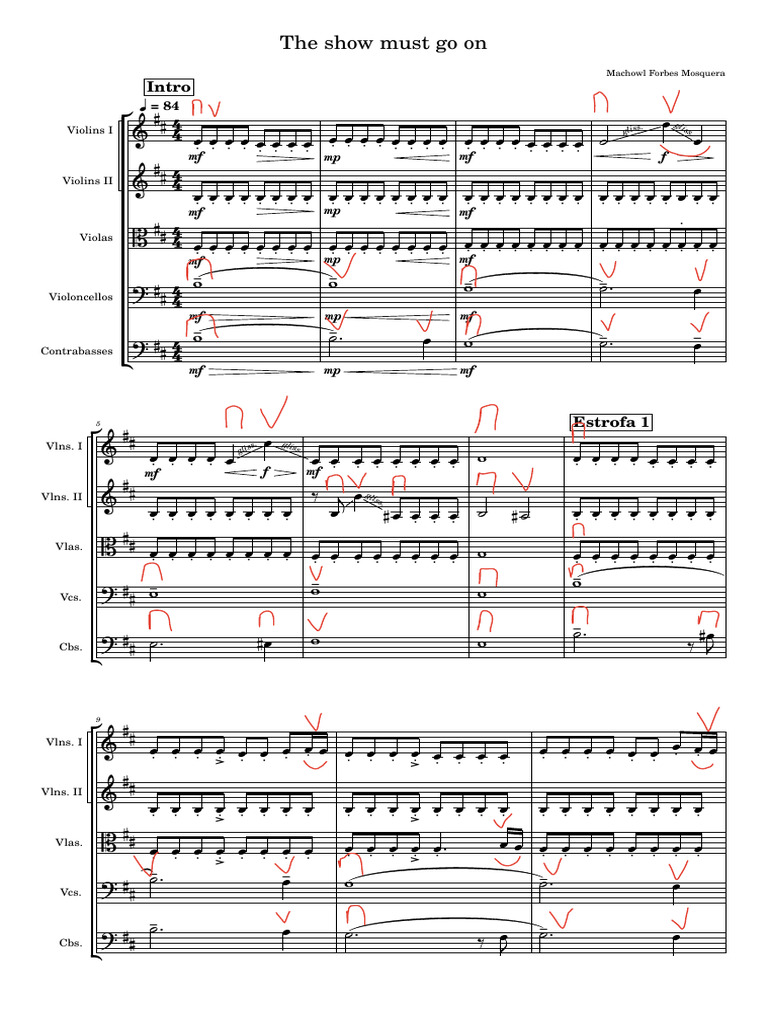 The Show Must Go On: Sheet Music