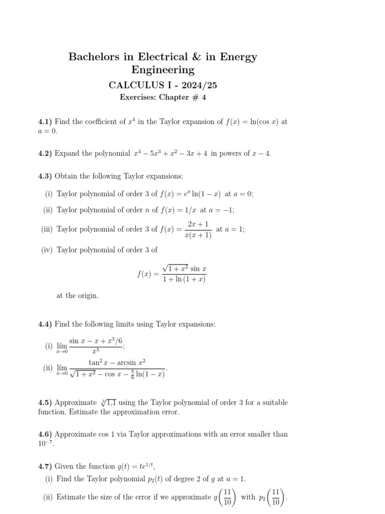 Problem Set 4 Calc1 22024 25 | PDF | Polynomial | Mathematical Analysis