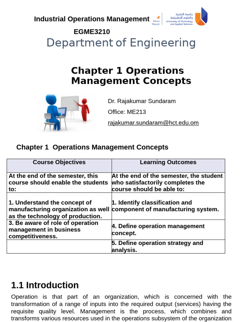 Chapter 1 Operations Management Concepts | PDF | Operations Management ...