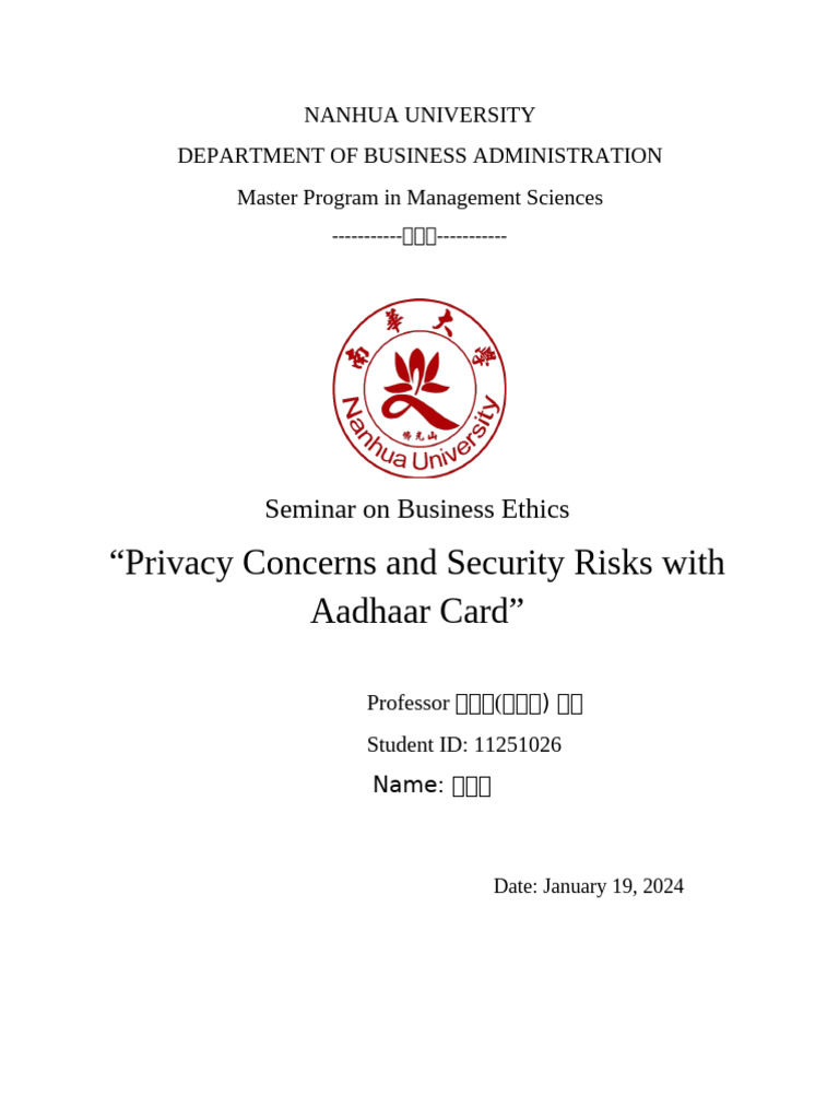 Aadhar Card: Privacy and Security Risks | PDF | Computer Security ...