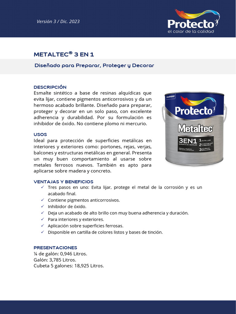 Metaltec 3 1 Brillante | PDF | Materiales