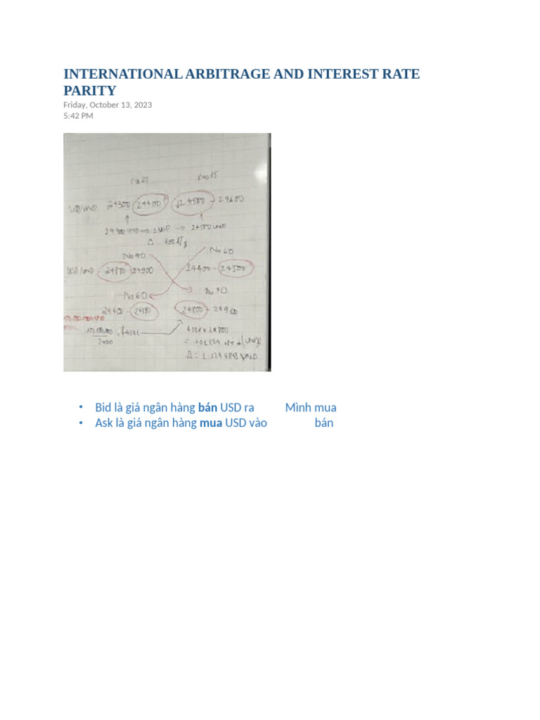 INTERNATIONAL ARBITRAGE AND INTEREST RATE PARITY | PDF | Financial