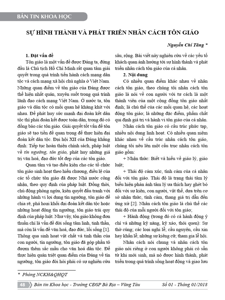 Su Hinh Thanh Va Phat Trien NHAN CACH TON GIAO | PDF