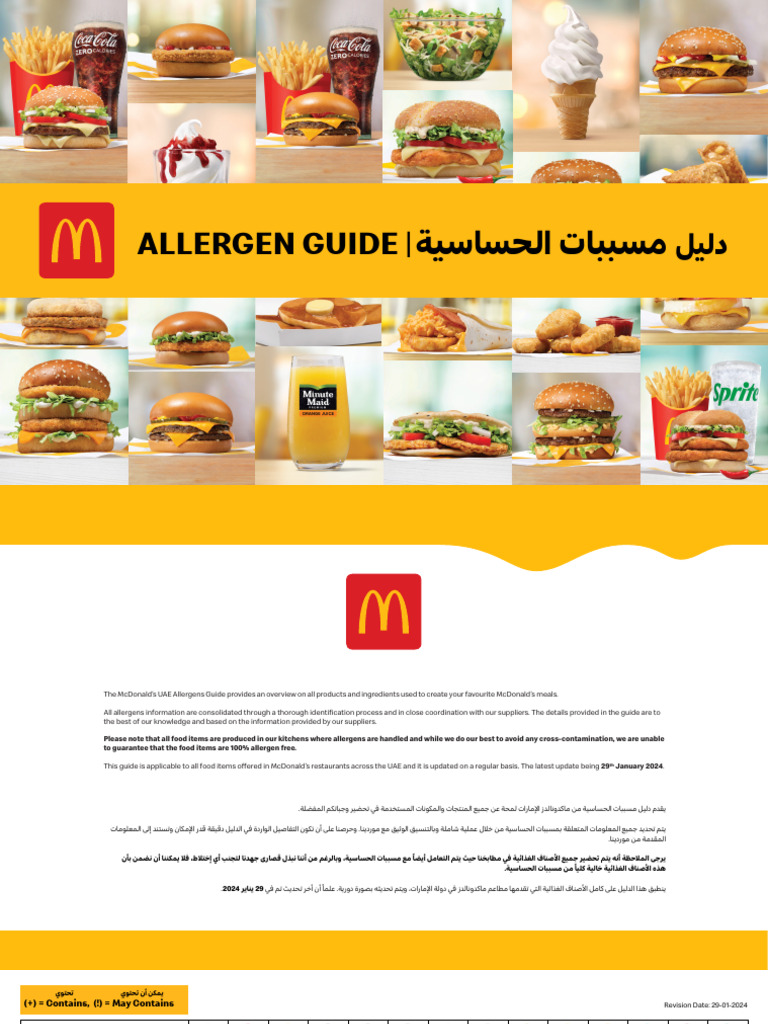 McDonald's UAE Allergen Guide 2024 | PDF | Fast Food | Cuisine