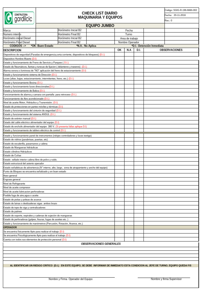 Sgig-R-212-Min-018 Check List Mixer | PDF | Neumático | Industria ...