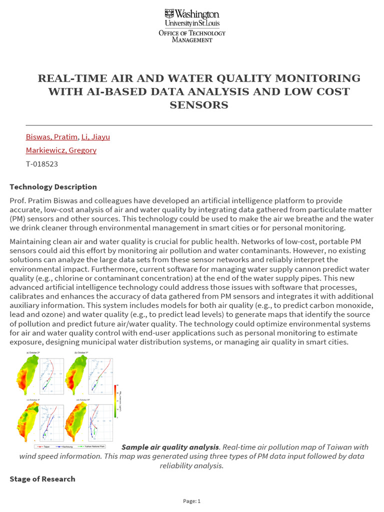 Real Time Air and Water Quality Monitoring With Ai Based Data Analysis ...